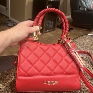 Bebe Red Quilted Crossbody Bag